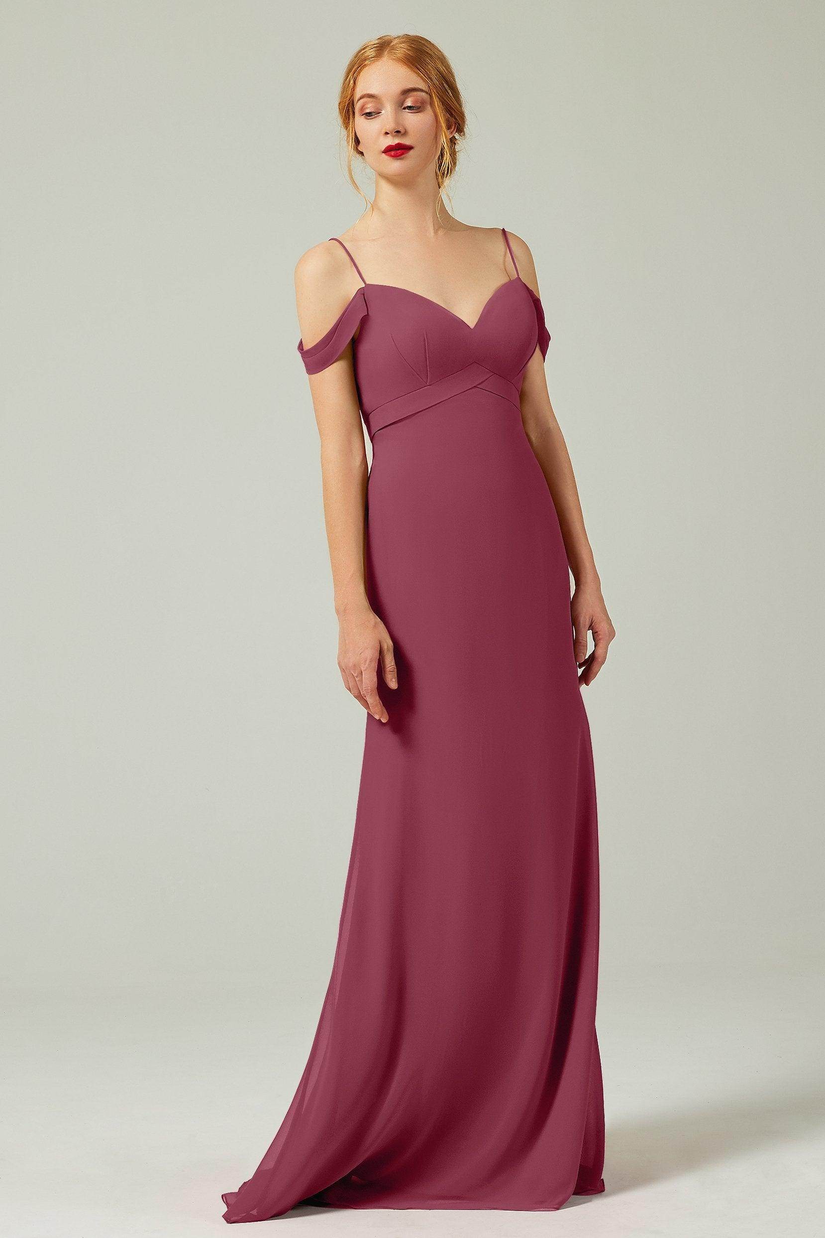 Sheath-Column Floor Length Chiffon Bridesmaid Dress Formal Dresses CB0343 - COCOMELODY